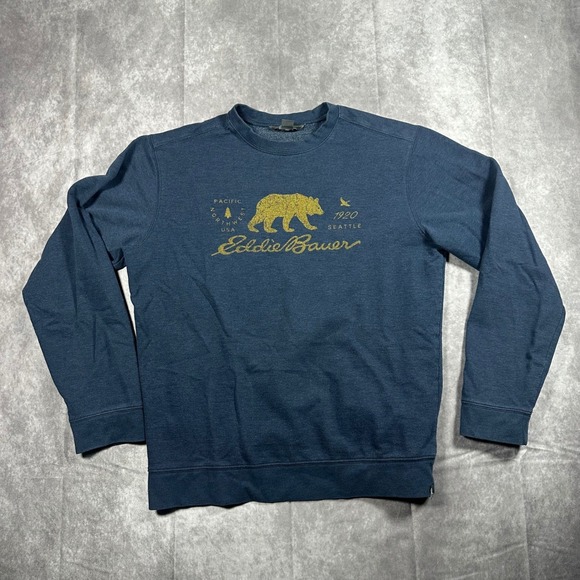 Eddie Bauer Other - Eddie Bauer Men M Navy Blue Bear Graphic Crewneck Sweatshirt PNW Logo Gorpcore